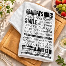 Load image into Gallery viewer, Personalized Kitchen Towel Grandparent's Rules Gift for Family
