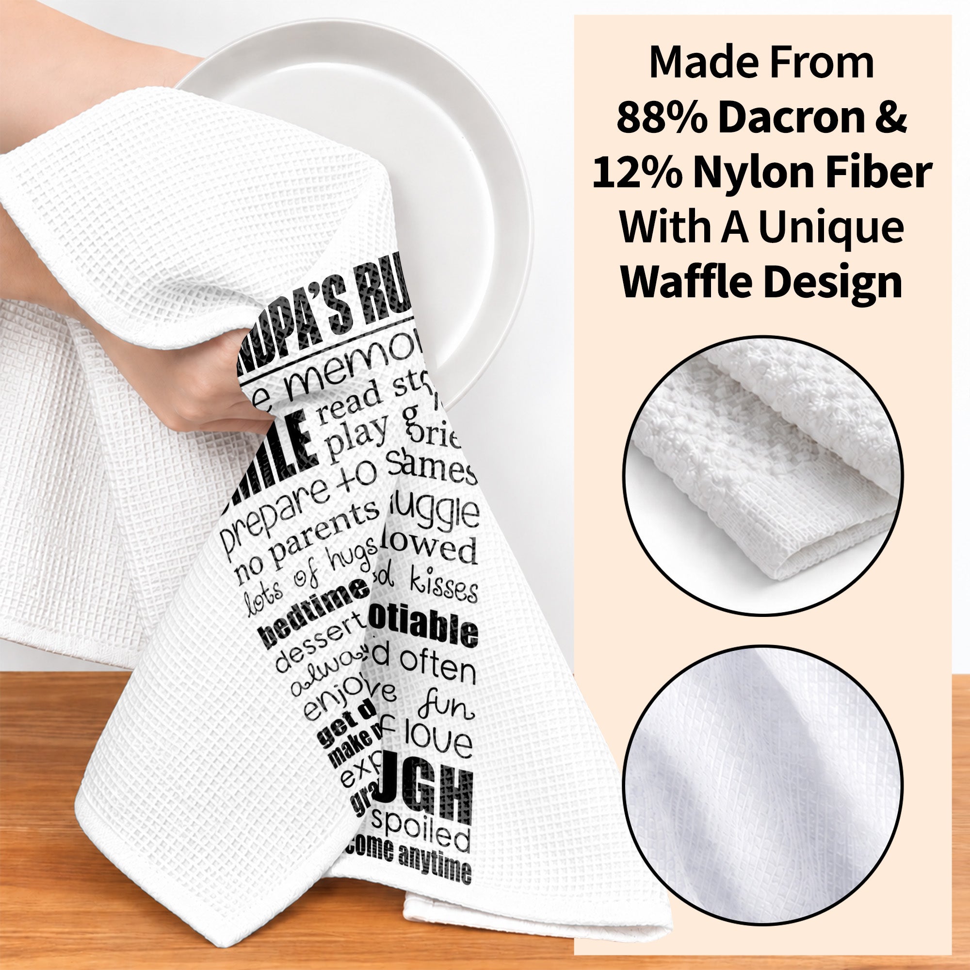 Personalized Kitchen Towel Grandparent's Rules Gift for Family