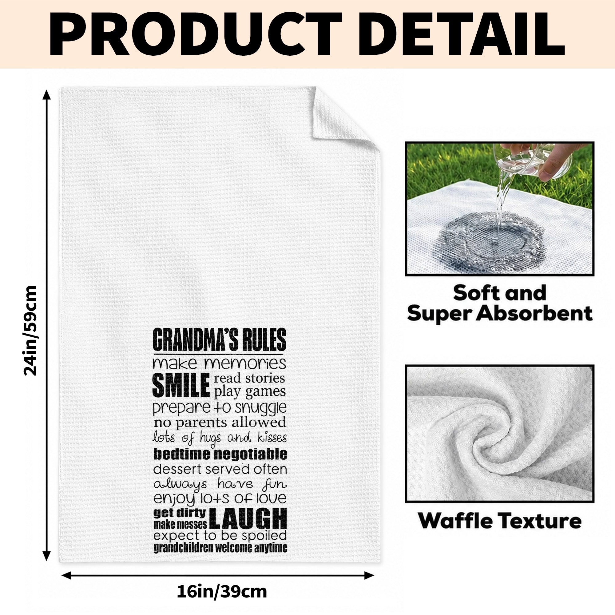 Personalized Kitchen Towel Grandparent's Rules Gift for Family