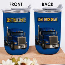 Load image into Gallery viewer, Personalized Blue Semi Truck Tumbler Custom Name Gift for Dad
