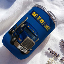 Load image into Gallery viewer, Personalized Blue Semi Truck Tumbler Custom Name Gift for Dad
