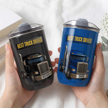 Load image into Gallery viewer, Personalized Blue Semi Truck Tumbler Custom Name Gift for Dad
