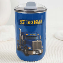 Load image into Gallery viewer, Personalized Blue Semi Truck Tumbler Custom Name Gift for Dad
