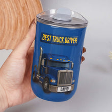 Load image into Gallery viewer, Personalized Blue Semi Truck Tumbler Custom Name Gift for Dad
