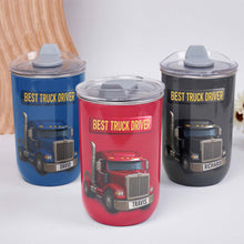 Load image into Gallery viewer, Personalized Blue Semi Truck Tumbler Custom Name Gift for Dad
