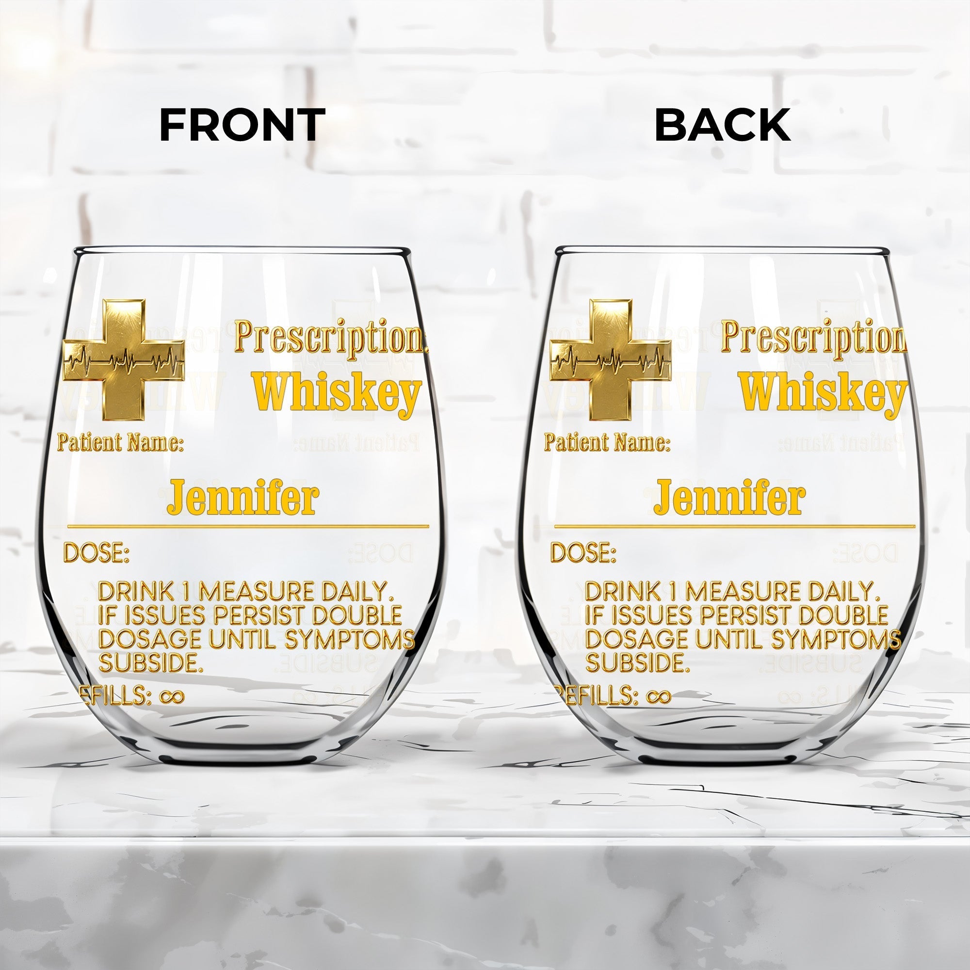 Personalized Stemless Wine Glass Custom Name Gift for Dad