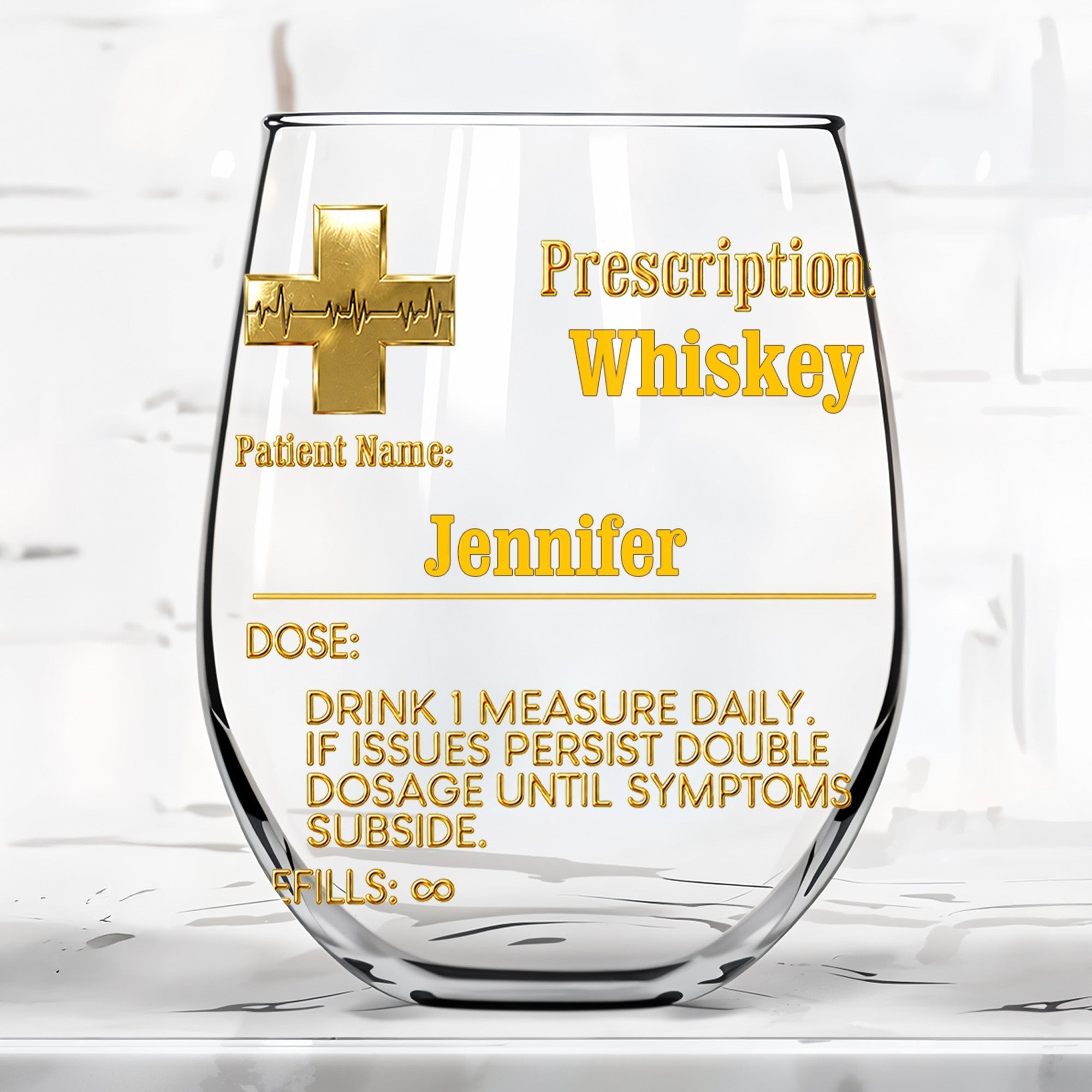 Personalized Stemless Wine Glass Custom Name Gift for Dad