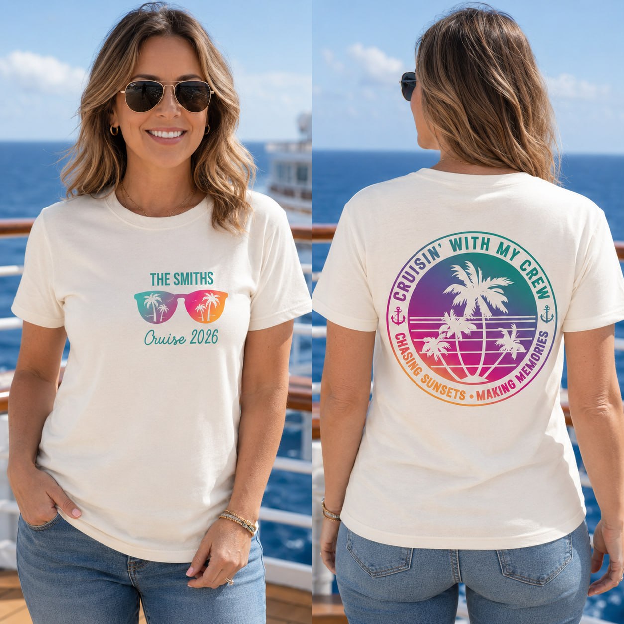 Personalized Family T-Shirt Custom Name Design Front & Back