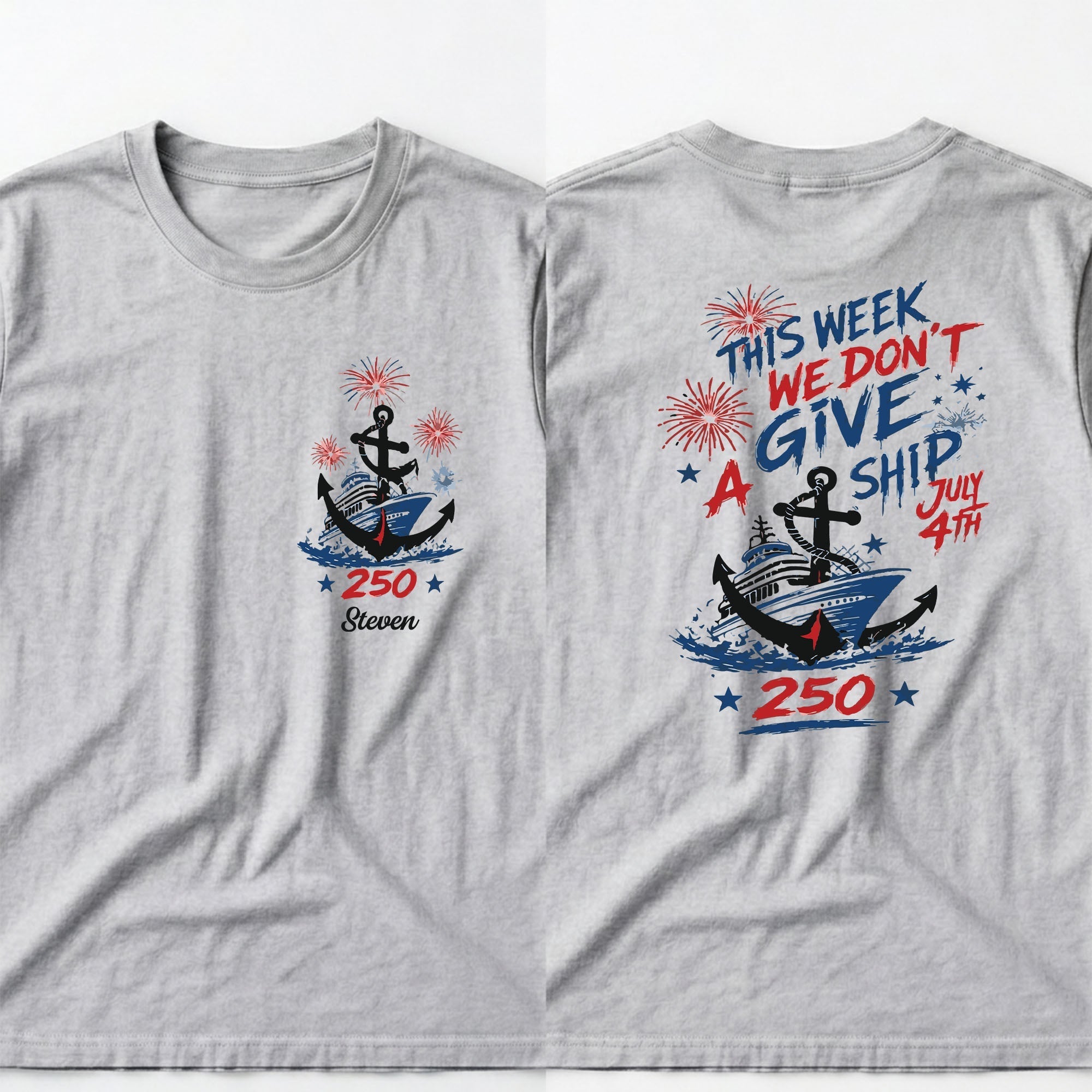 Personalized 4th of July T-Shirt Custom Name Anchor Gift