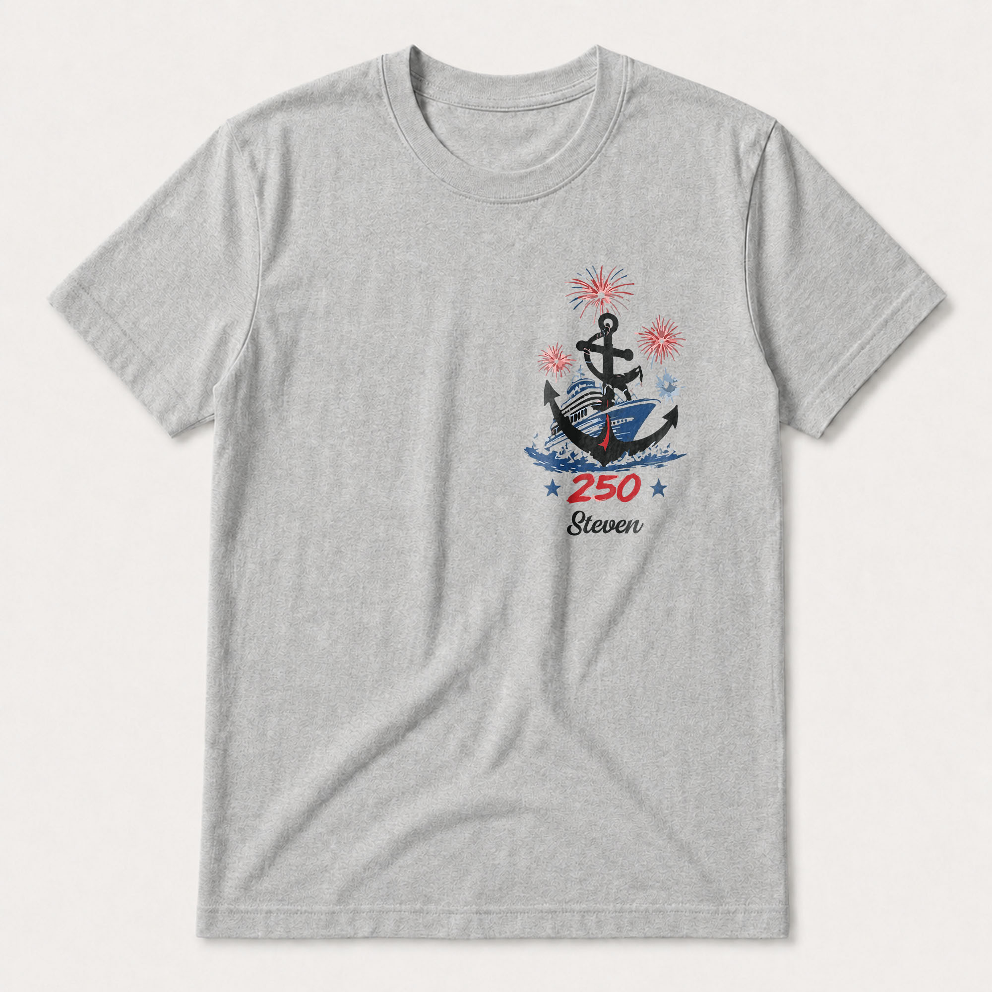 Personalized 4th of July T-Shirt Custom Name Anchor Gift