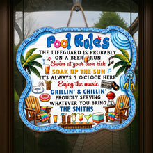 Load image into Gallery viewer, Personalized Pool Rules Wood Sign Custom Name Gift for Family
