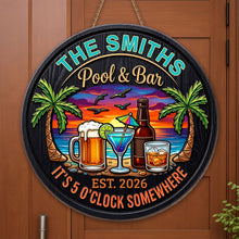 Load image into Gallery viewer, Personalized Wood Sign It's 5 O'clock Somewhere Custom Family Gift
