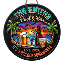Load image into Gallery viewer, Personalized Wood Sign It's 5 O'clock Somewhere Custom Family Gift
