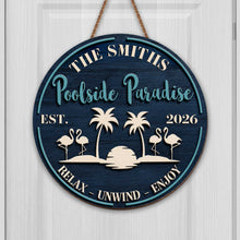 Load image into Gallery viewer, Personalized Wood Sign with Flamingos for Family Home Decor

