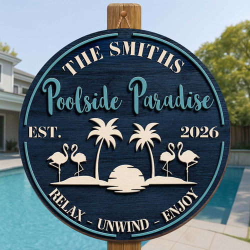 Personalized Wood Sign with Flamingos for Family Home Decor