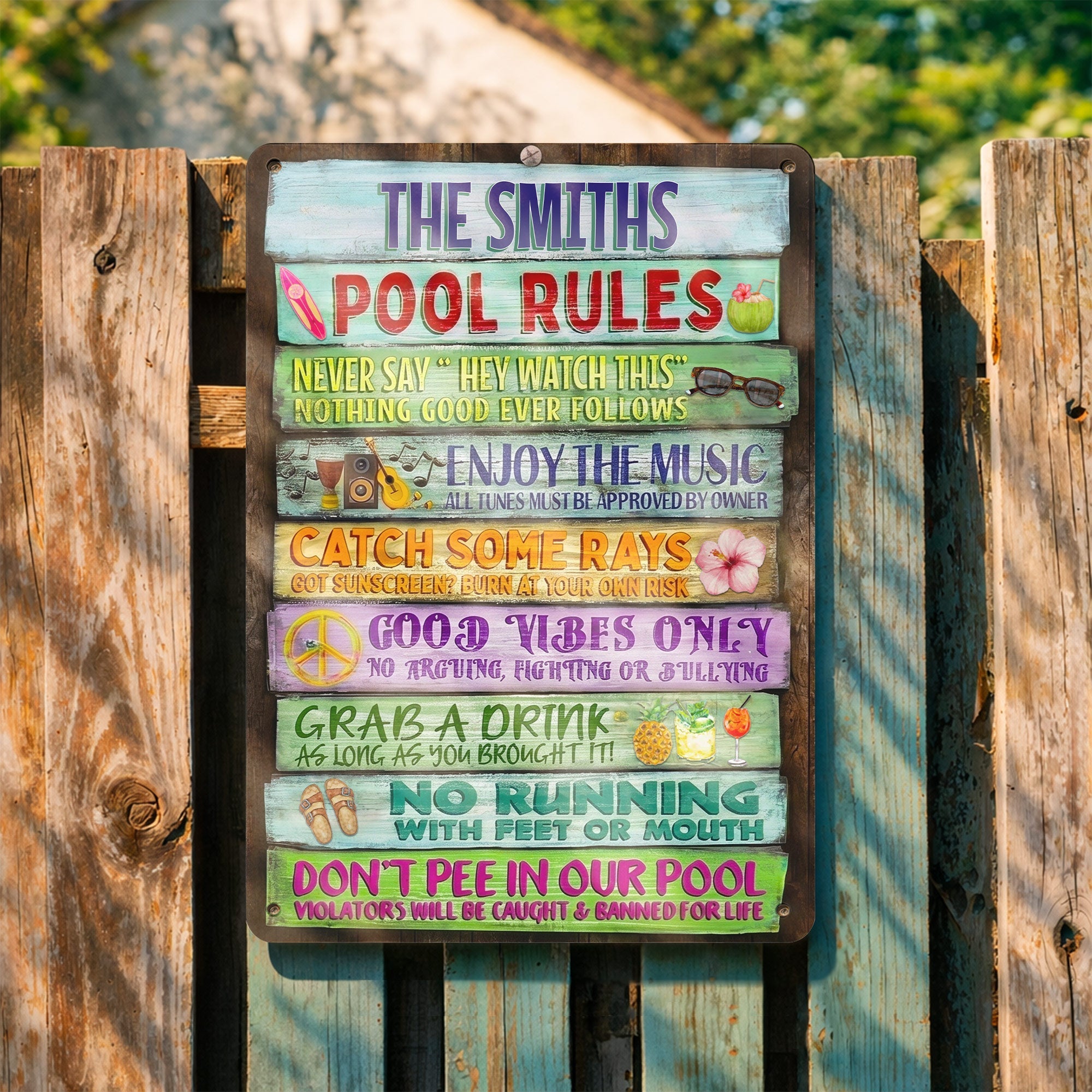 Personalized Metal Sign Custom Family Rules Patio Decor