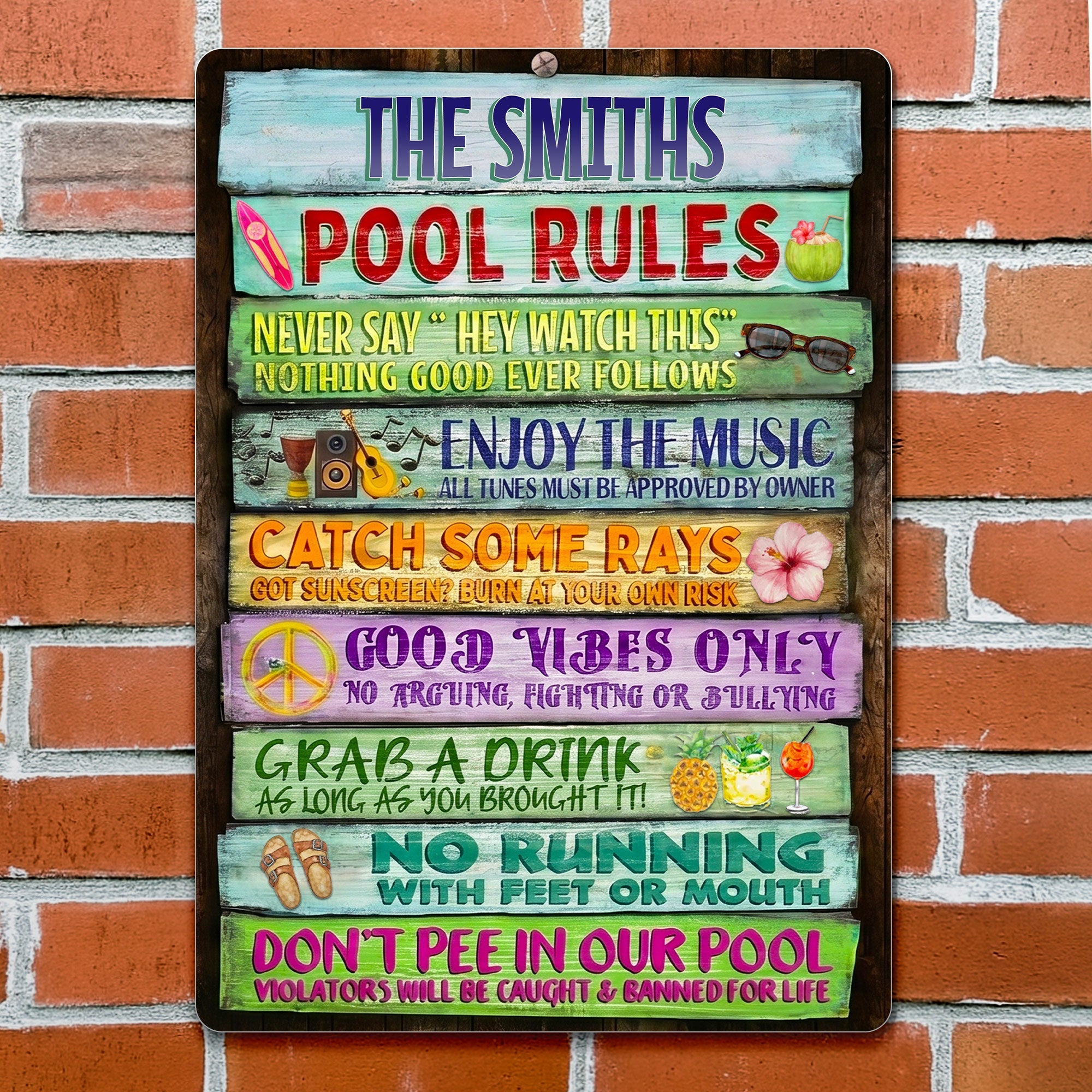 Personalized Metal Sign Custom Family Rules Patio Decor