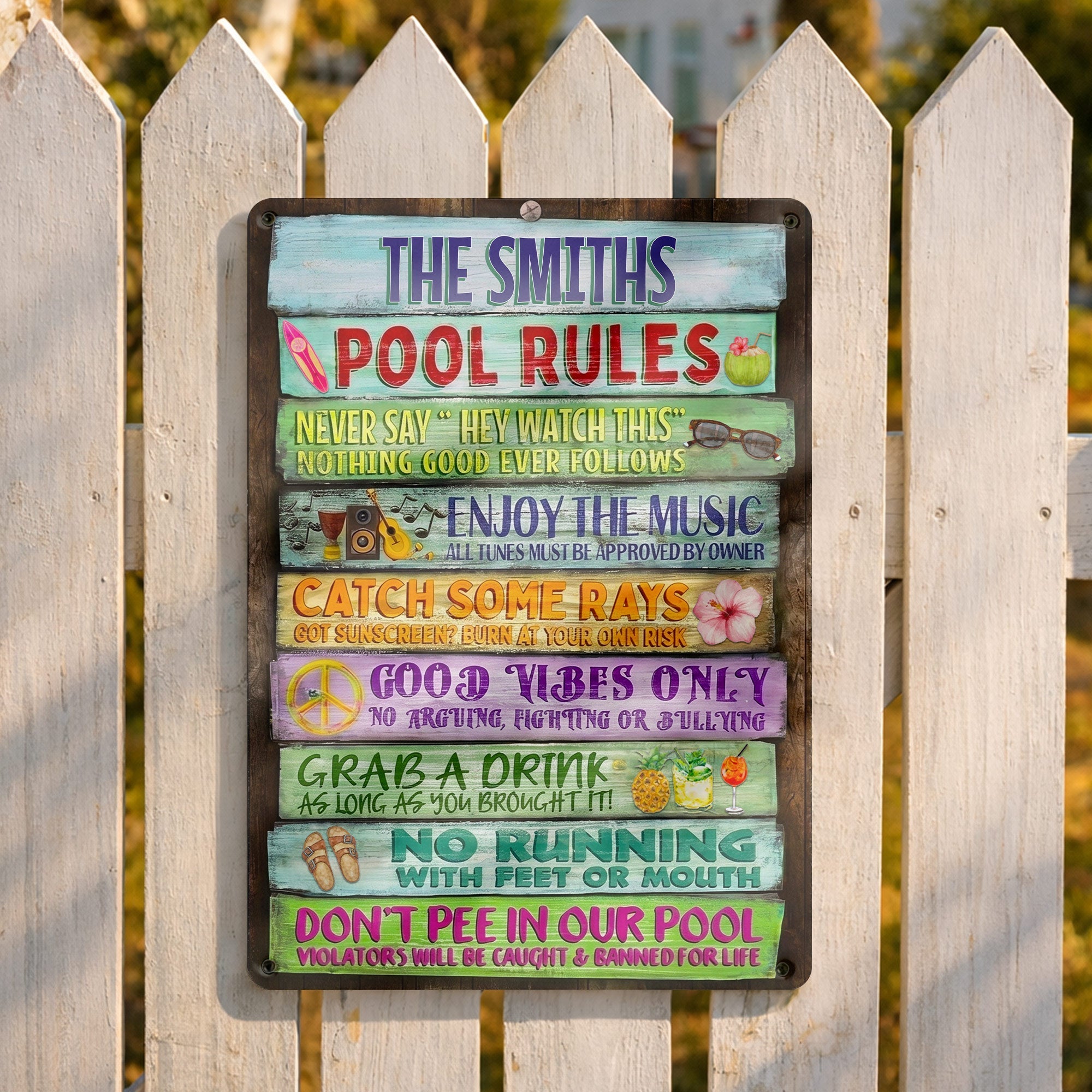 Personalized Metal Sign Custom Family Rules Patio Decor
