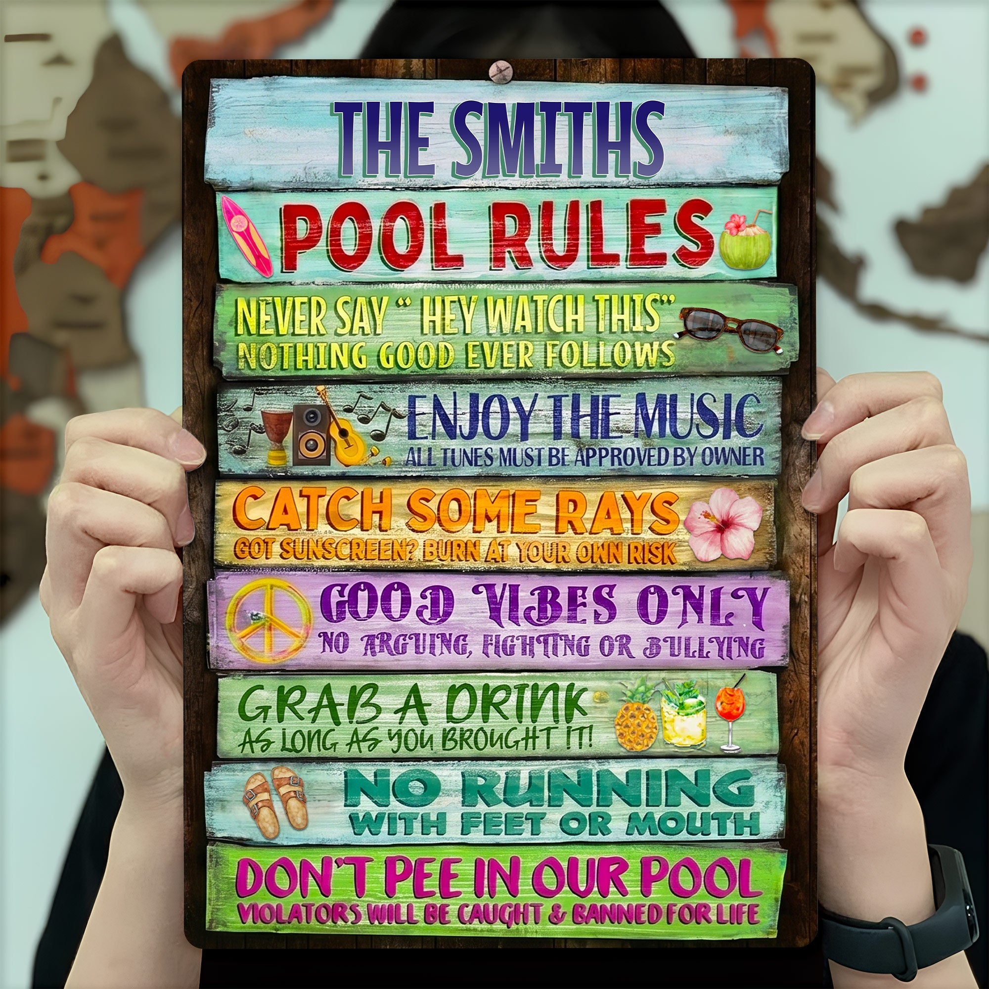 Personalized Metal Sign Custom Family Rules Patio Decor