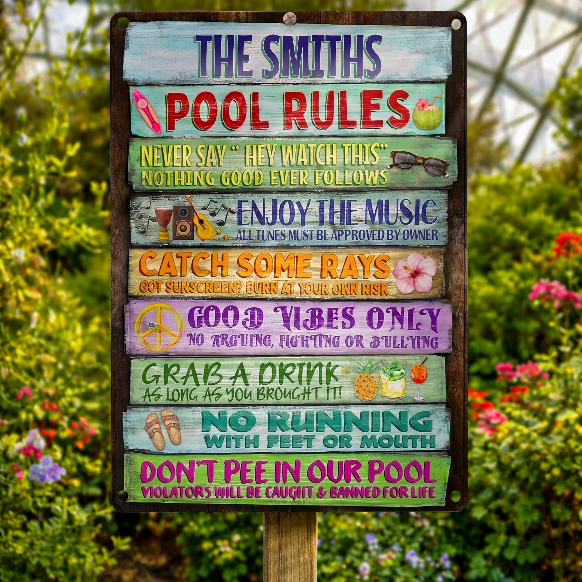 Personalized Metal Sign Custom Family Rules Patio Decor