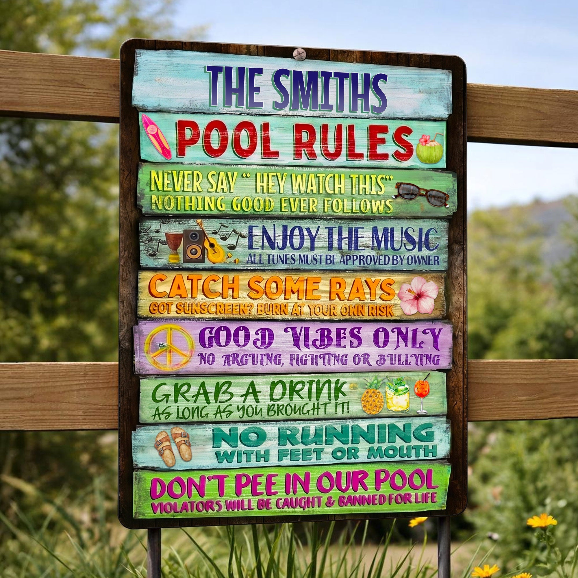 Personalized Metal Sign Custom Family Rules Patio Decor