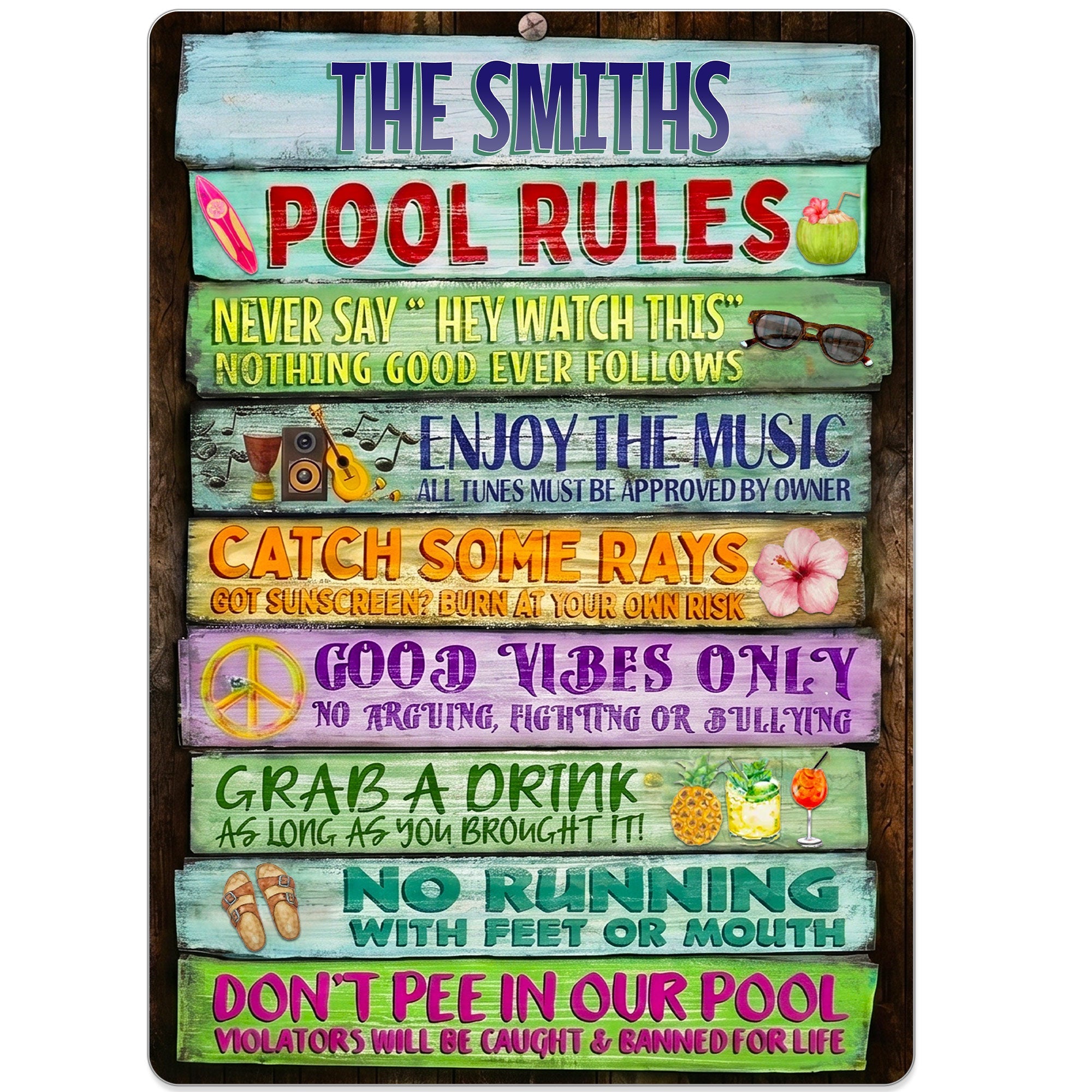 Personalized Metal Sign Custom Family Rules Patio Decor