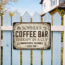 Load image into Gallery viewer, Personalized Coffee Bar Metal Sign Custom Name Gift for Coffee Lovers

