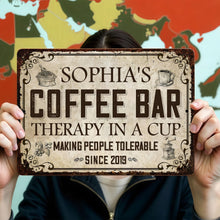 Load image into Gallery viewer, Personalized Coffee Bar Metal Sign Custom Name Gift for Coffee Lovers

