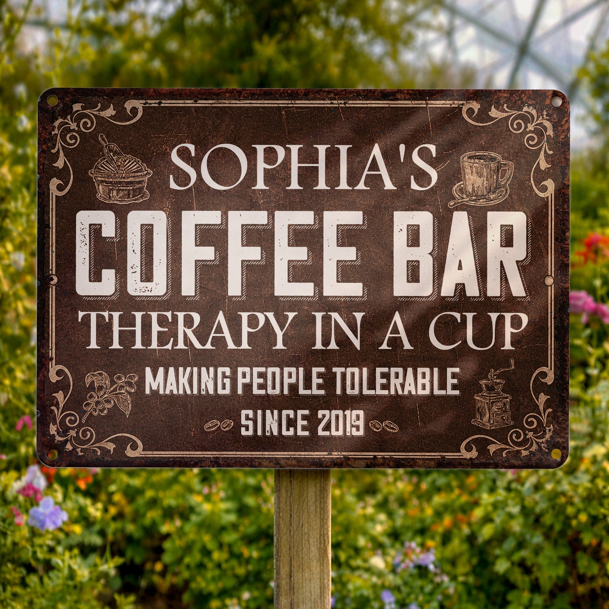 Personalized Coffee Bar Metal Sign Custom Name Gift for Coffee Lovers