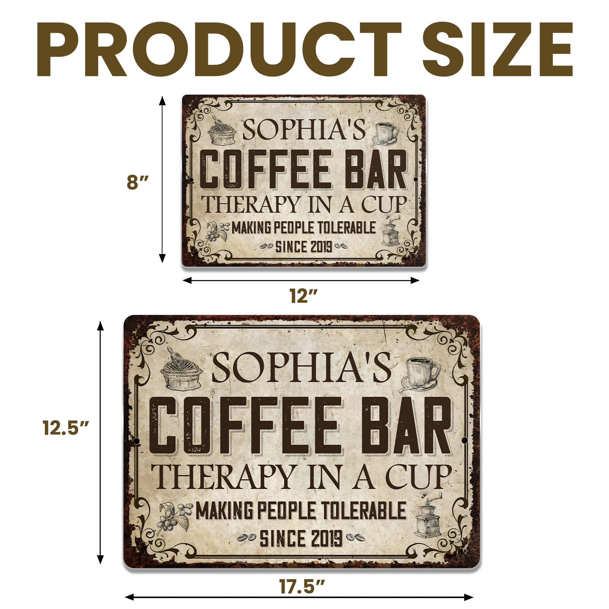 Personalized Coffee Bar Metal Sign Custom Name Gift for Coffee Lovers