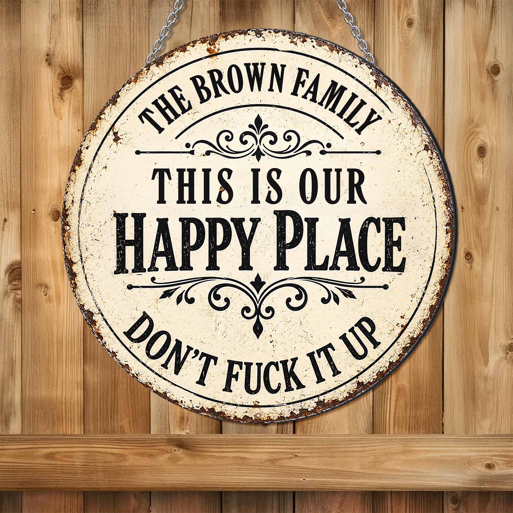 Personalized Custom Shaped Metal Sign Family Name Gift