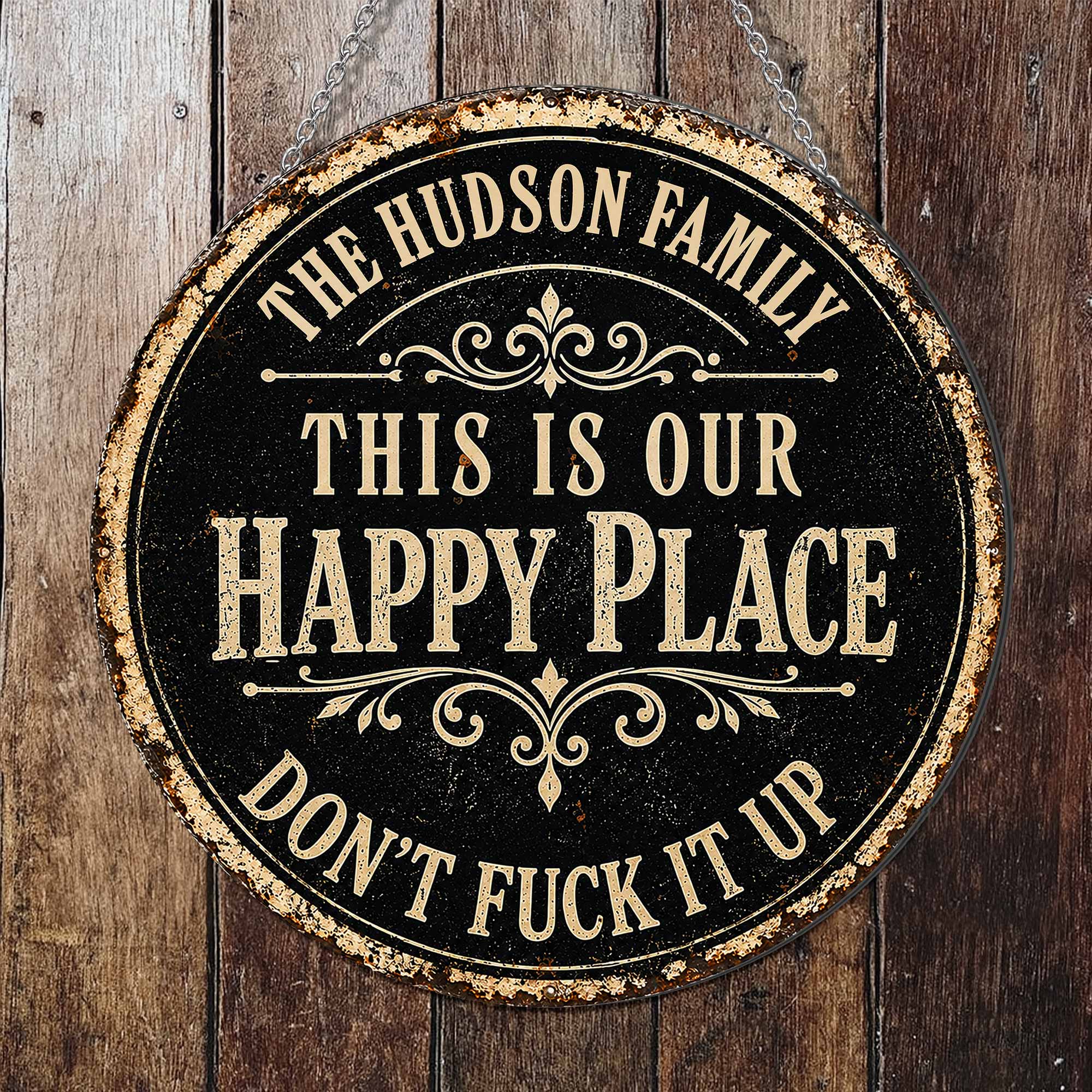 Personalized Custom Shaped Metal Sign Family Name Gift