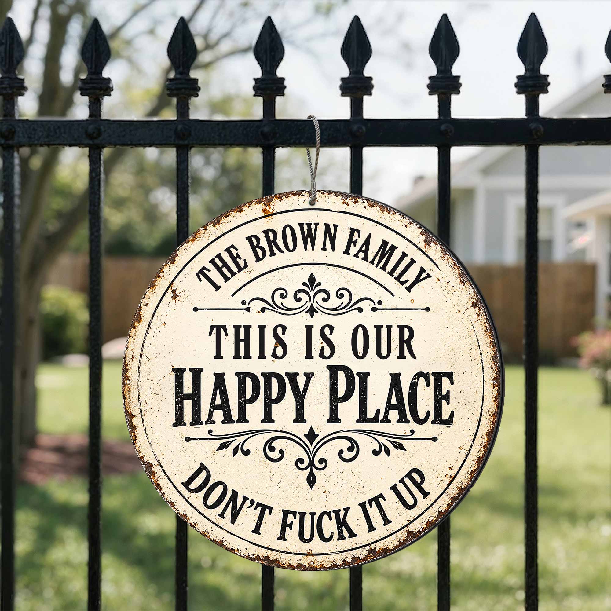 Personalized Custom Shaped Metal Sign Family Name Gift