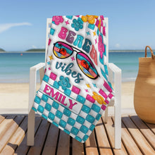 Load image into Gallery viewer, Personalized Beach Towel Custom Name Checkered Design Gift
