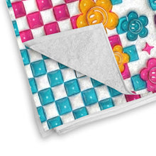 Load image into Gallery viewer, Personalized Beach Towel Custom Name Checkered Design Gift
