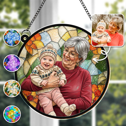 Personalized Photo Suncatcher Custom Gift for Grandma, Mom