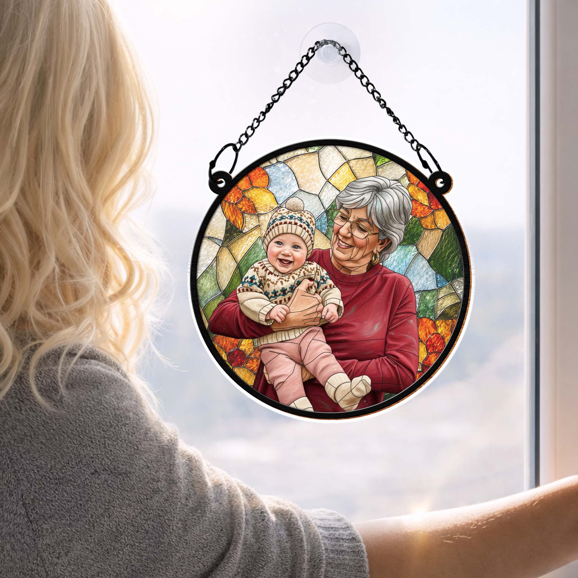 Personalized Photo Suncatcher Custom Gift for Grandma, Mom