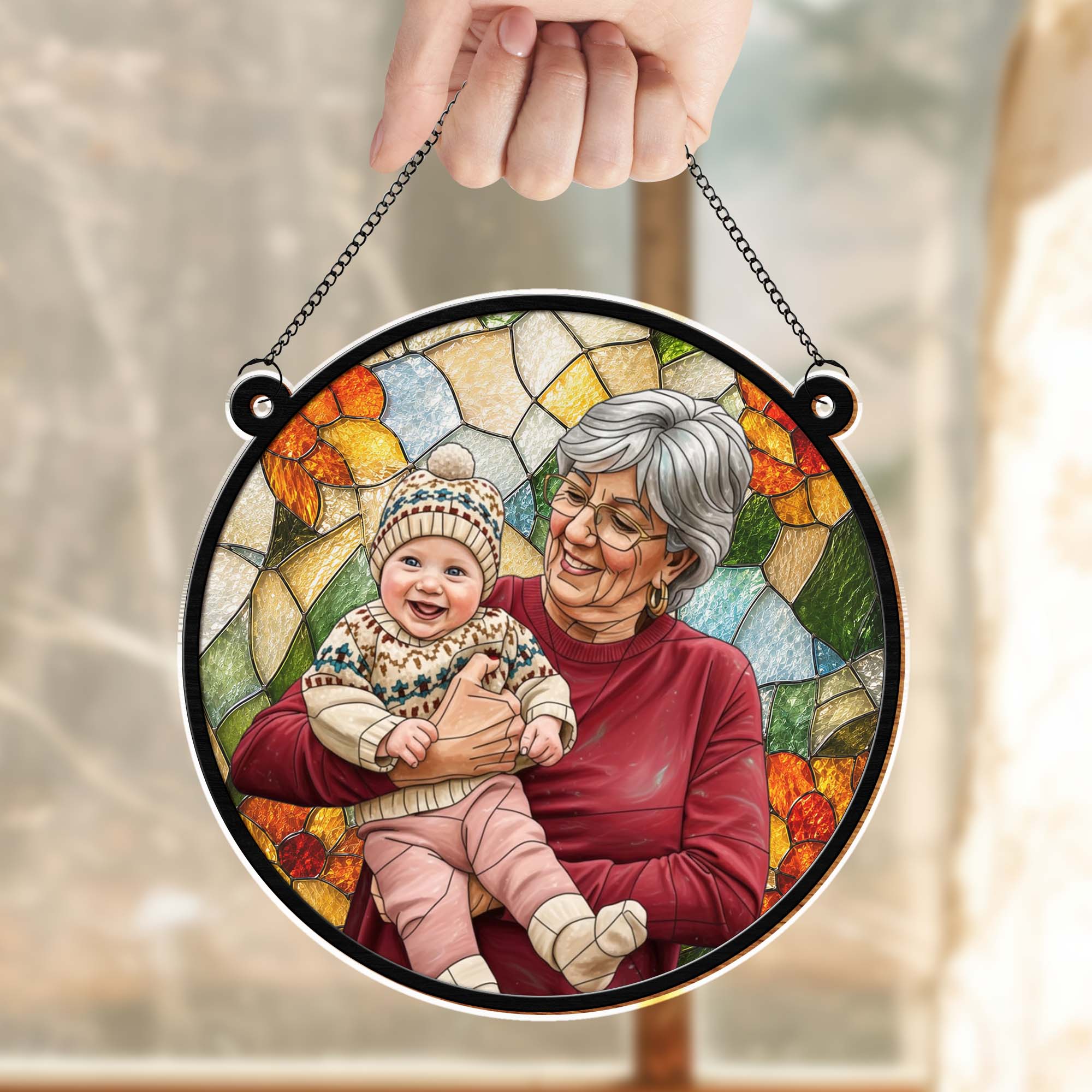 Personalized Photo Suncatcher Custom Gift for Grandma, Mom