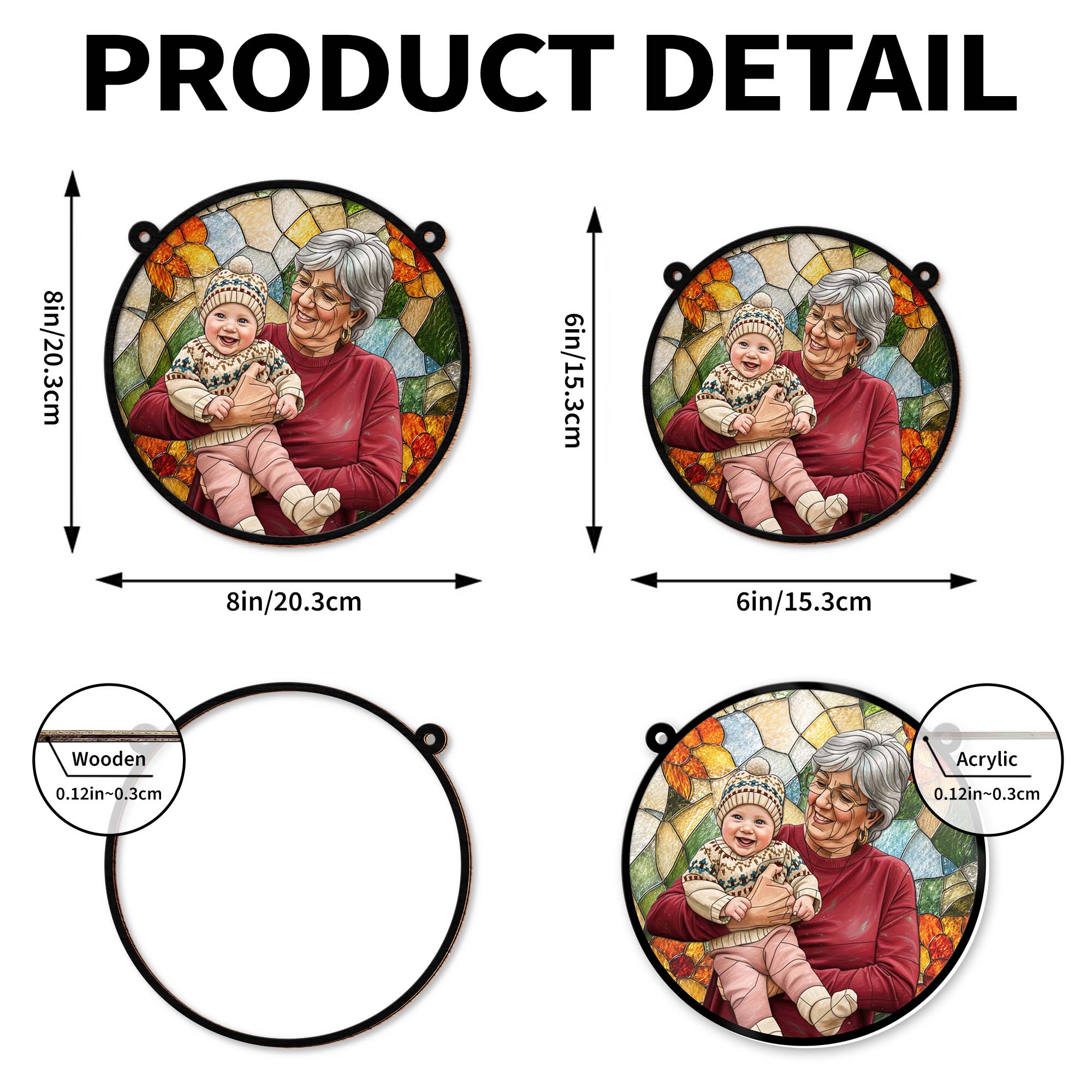 Personalized Photo Suncatcher Custom Gift for Grandma, Mom
