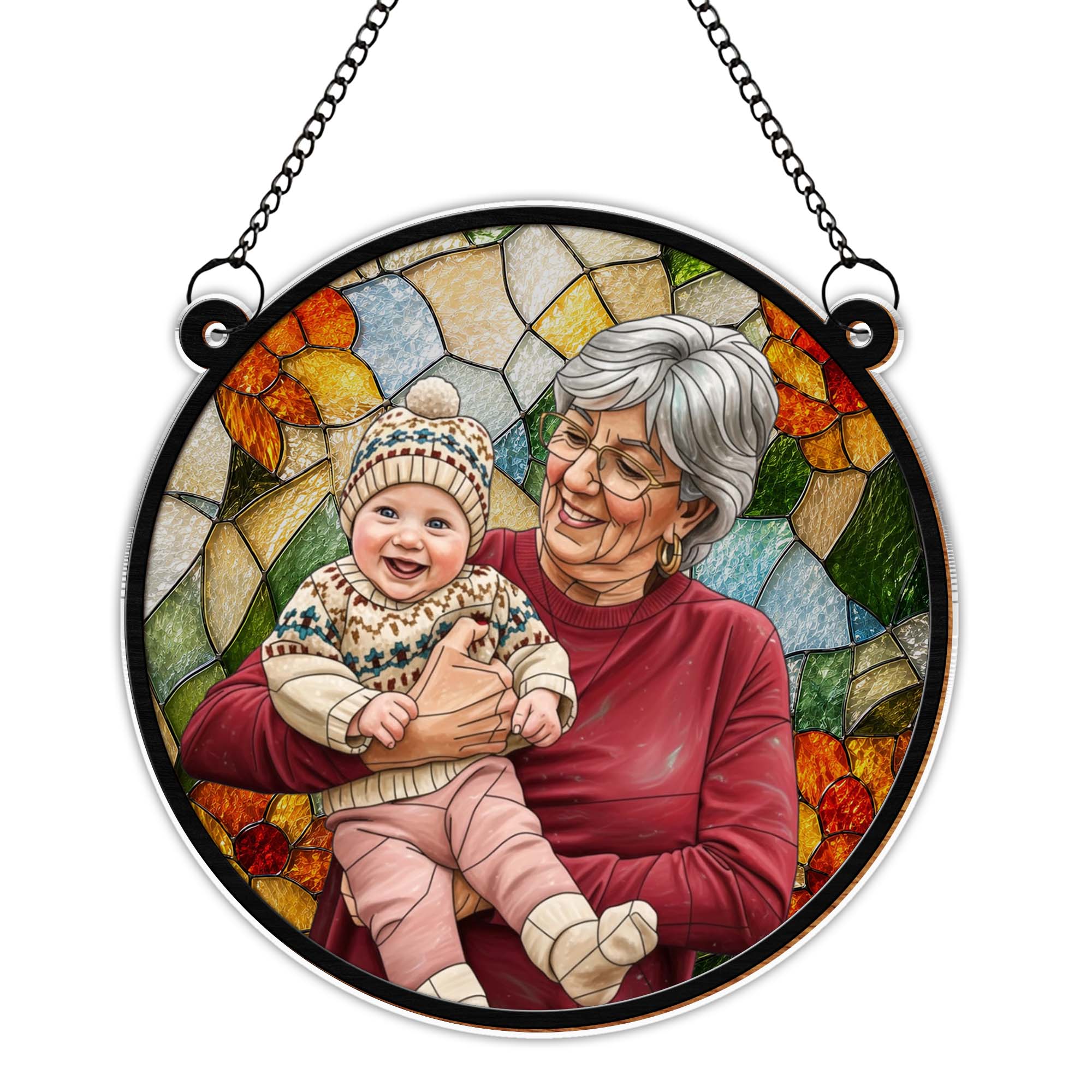 Personalized Photo Suncatcher Custom Gift for Grandma, Mom