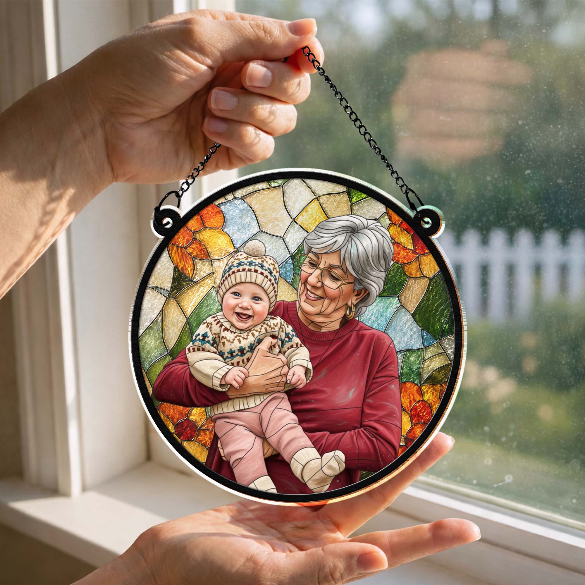Personalized Photo Suncatcher Custom Gift for Grandma, Mom