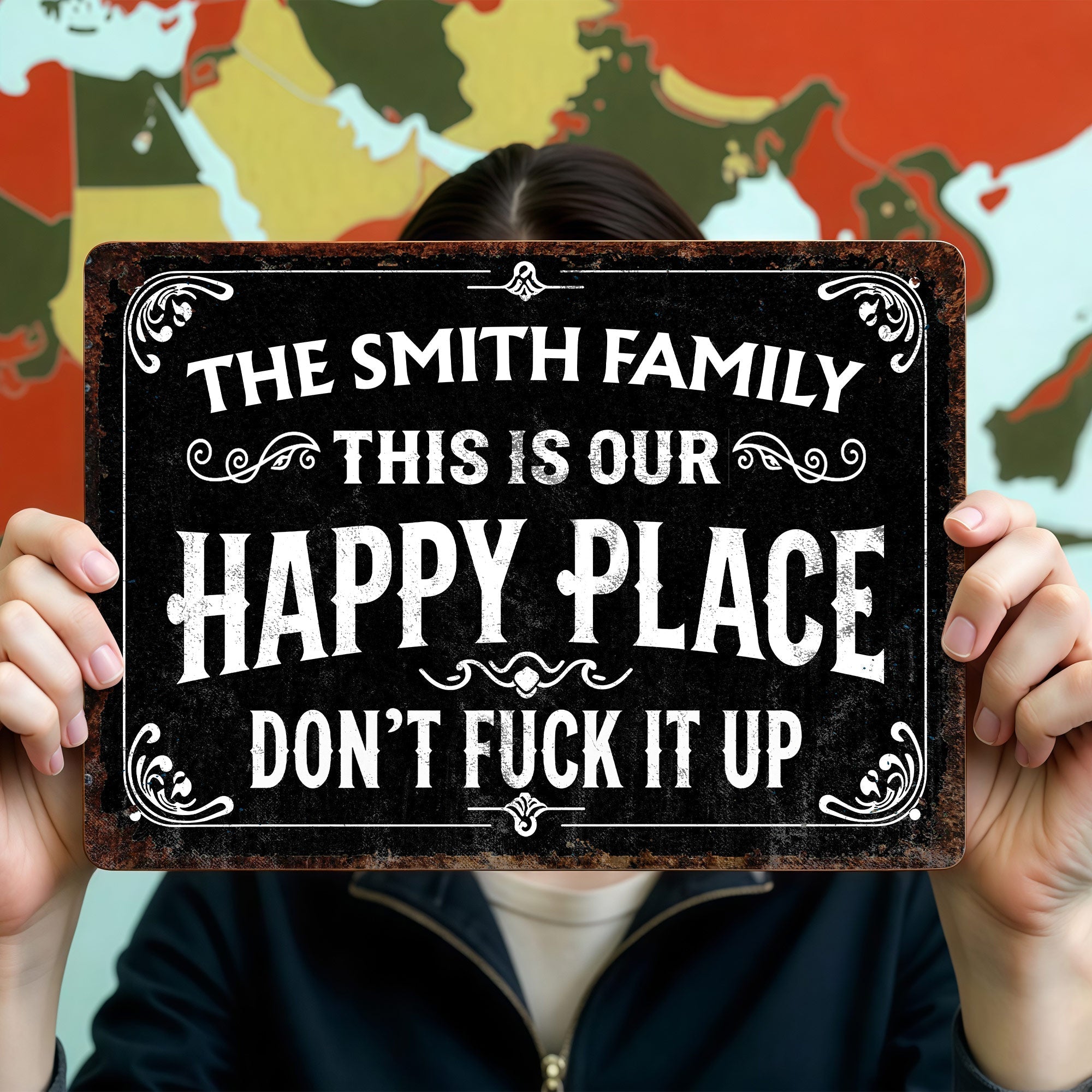 Personalized Metal Sign Custom Family Name Gift for Home
