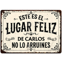 Load image into Gallery viewer, Personalized Metal Sign Custom Name Happy Place Gift for Dad
