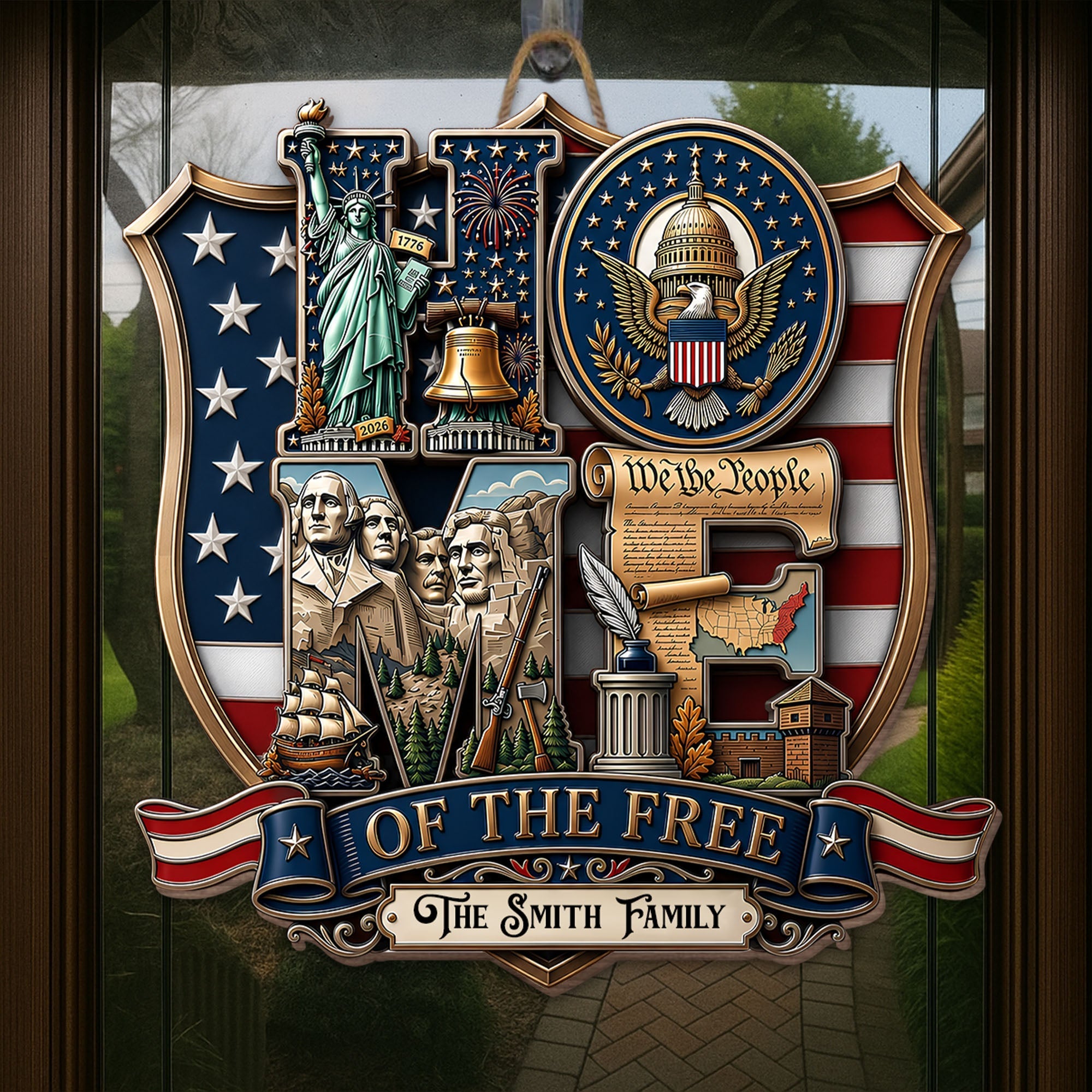 Personalized Patriotic Wood Sign Custom Family Name Gift