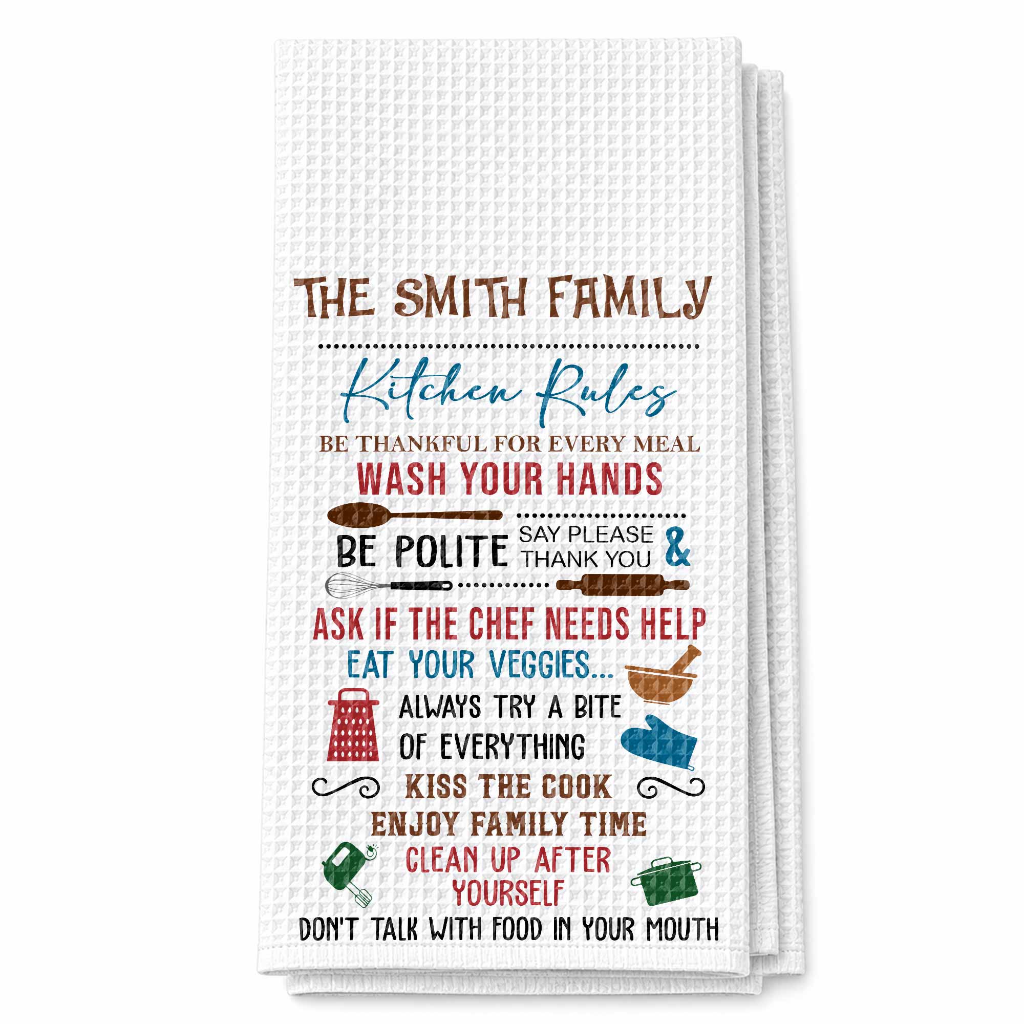Personalized Kitchen Towel Custom Family Name Gift Idea