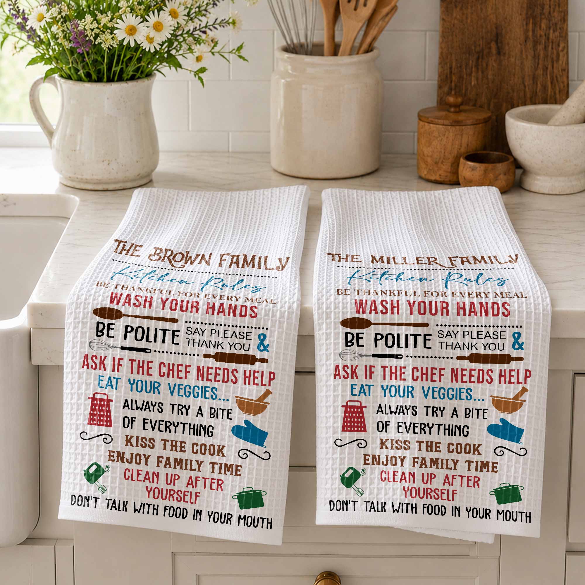 Personalized Kitchen Towel Custom Family Name Gift Idea