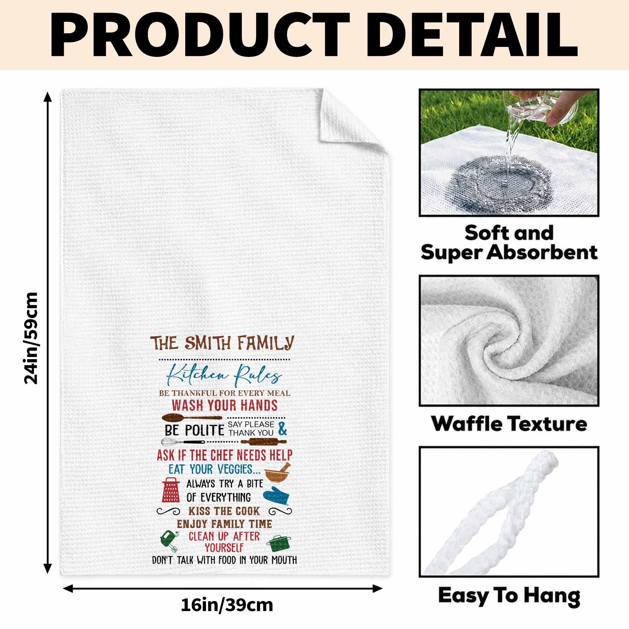 Personalized Kitchen Towel Custom Family Name Gift Idea