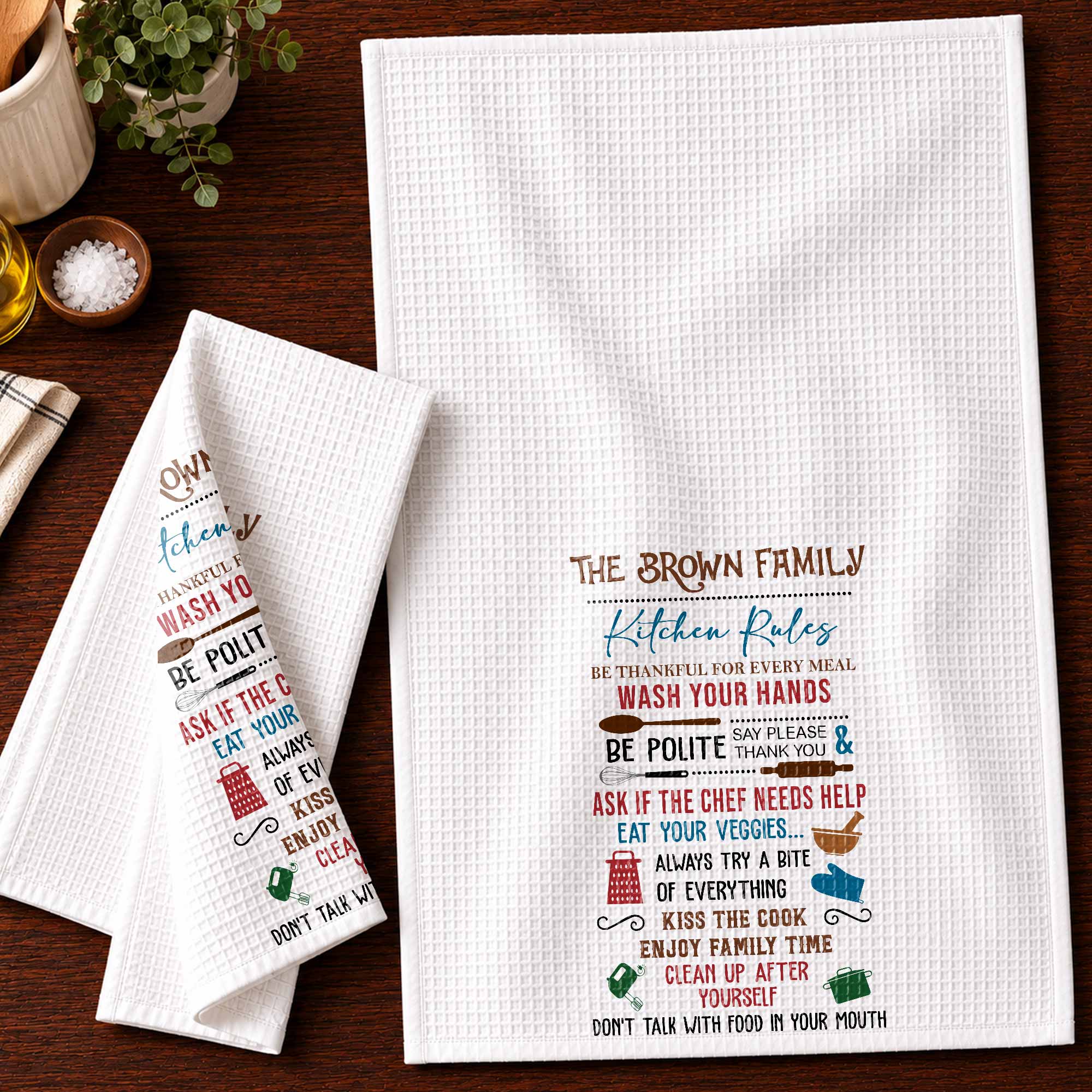 Personalized Kitchen Towel Custom Family Name Gift Idea