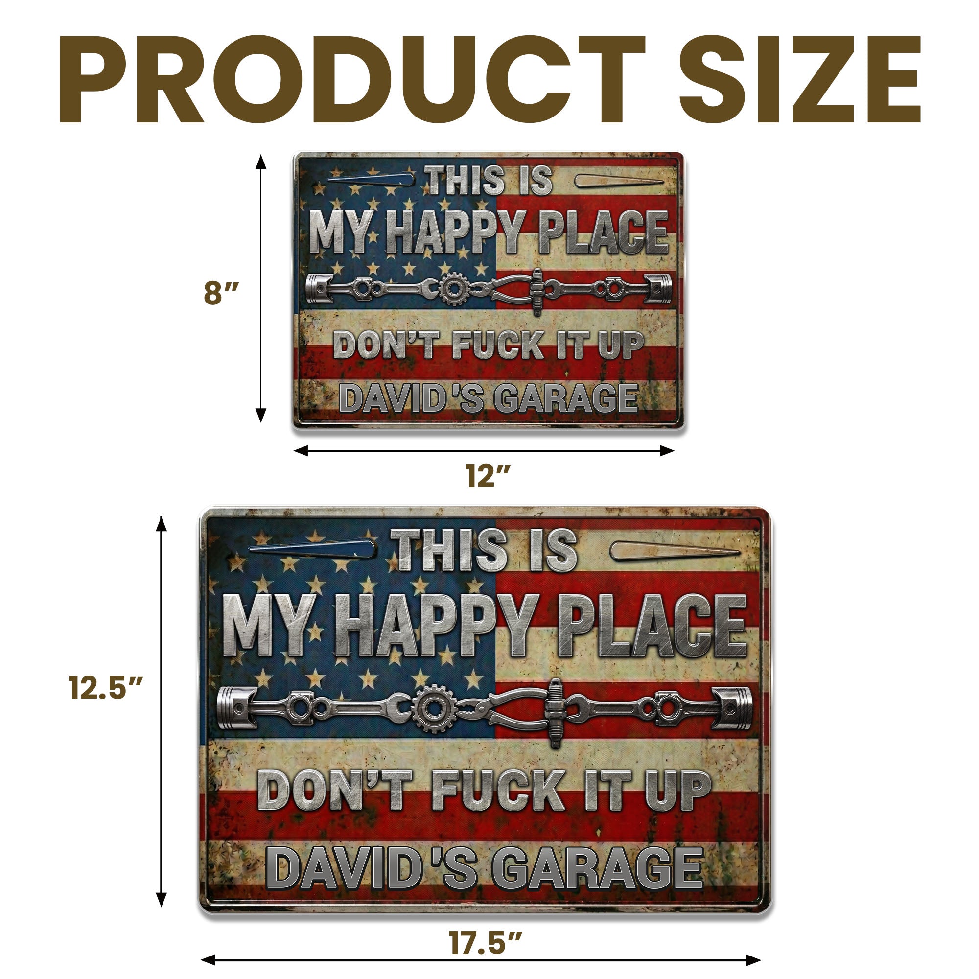 Personalized Metal Sign Custom Name American Flag Gift for Dad