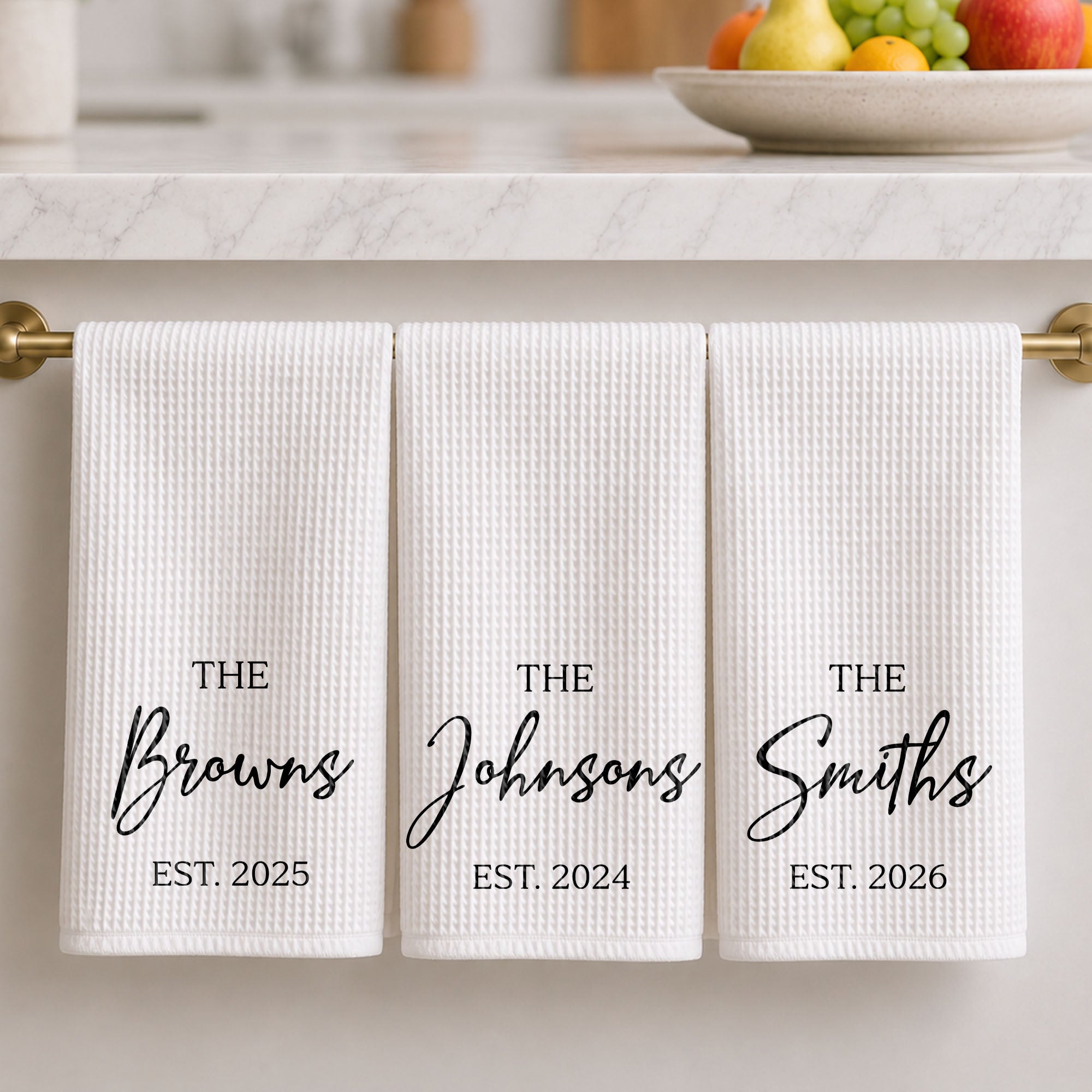 Personalized Kitchen Towel Custom Family Name Est. Year Gift